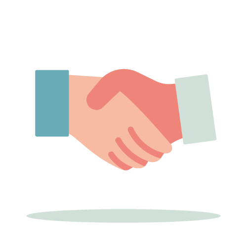 Handshake icon representing collaboration and partnership.