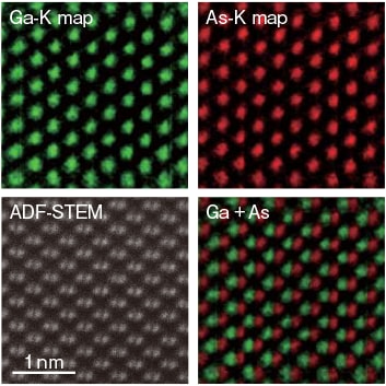 GaAs (110) atomic column EDX elemental mapping