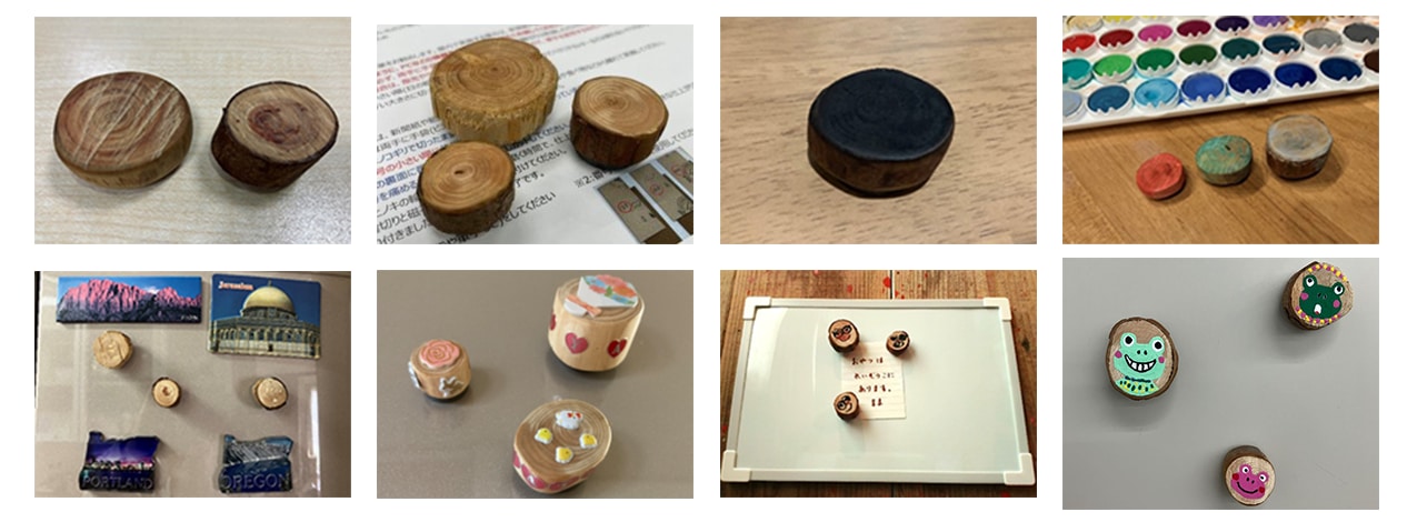 “Hinoki magnets” created by participants