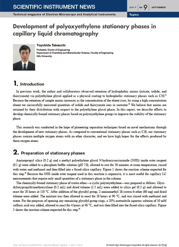 Development of polyoxyethylene stationary phases in capillary liquid chromatography