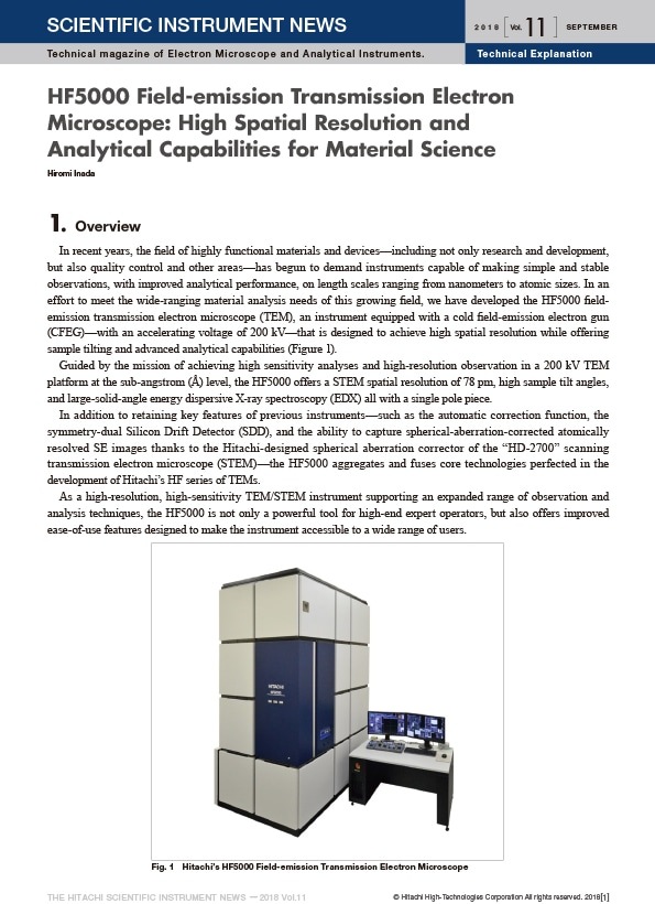 HF5000 Field-emission Transmission Electron Microscope: High Spatial Resolution and Analytical Capabilities for Material Science