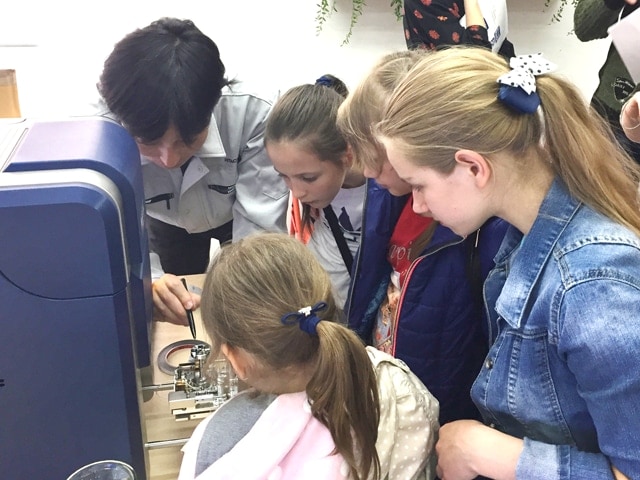 children and microscope