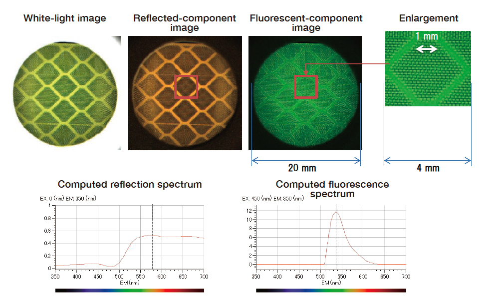 Fig. 10 Separation of reflection and fluorescence spectra for fine-grain structured material