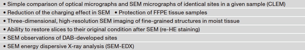 Table 1 Anticipated features of the NanoSuit-SEM technique used to observe FFPE slices