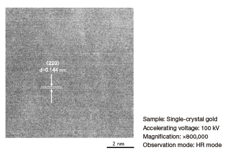 Fig. 2 High-resolution image observation of a single-crystal gold sample
