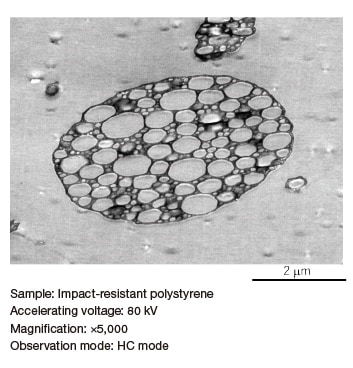 Fig. 4 High-contrast image observation of impact-resistant polystyrene sample