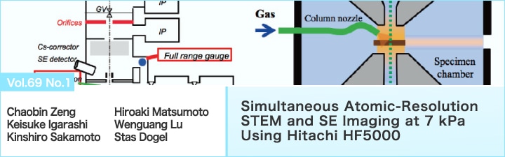 Simultaneous Atomic-Resolution STEM and SE Imaging at 7 kPa Using Hitachi HF5000