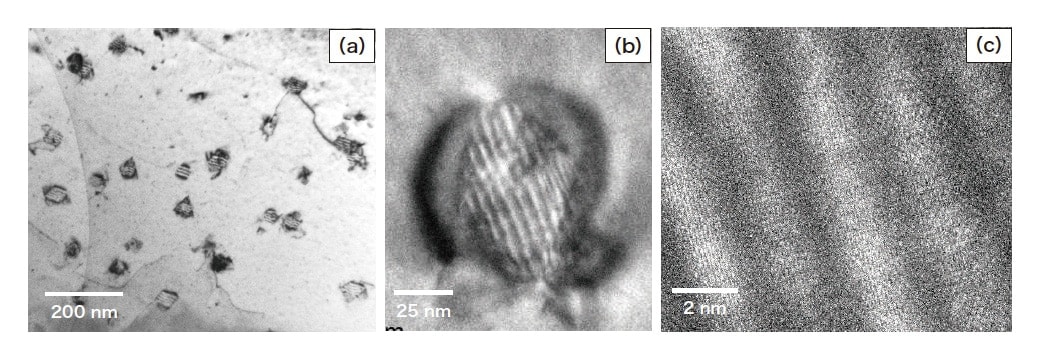 図9 αCu 中のFe 析出物の透過電⼦顕微鏡像