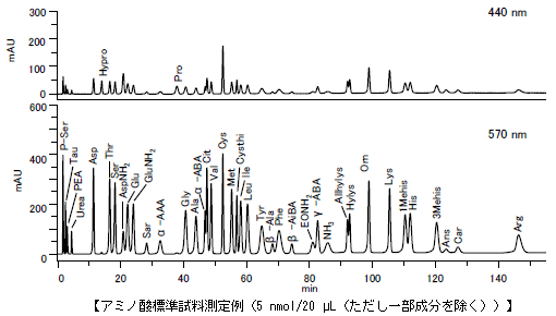 アミノ酸標準試料測定例のグラフ